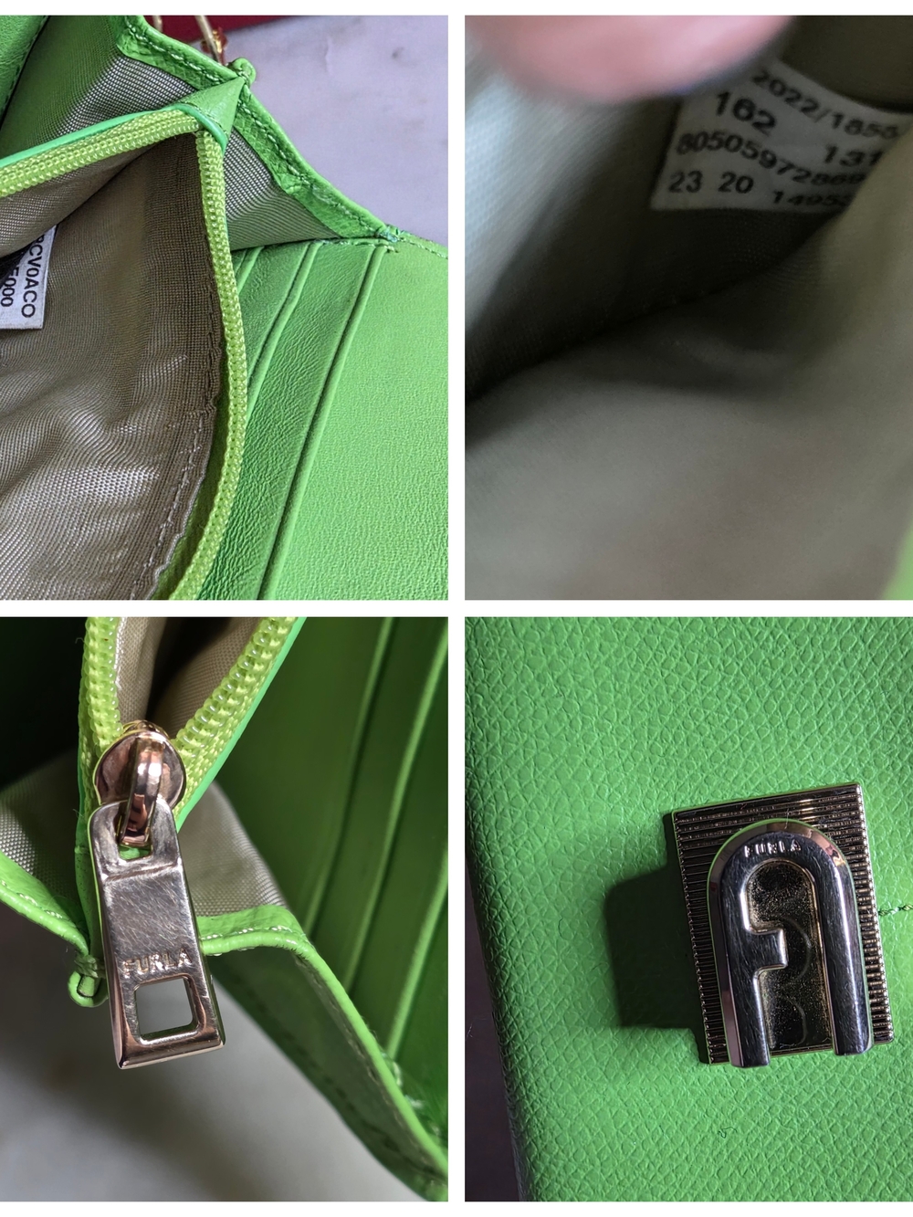 Furla Green Leather Long Wallet W/turnlock Closure & Gold Hardware - Picture 6 of 6